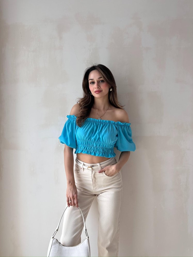 MALVİNA Crop 6621 - Mavi - Mooi Butik