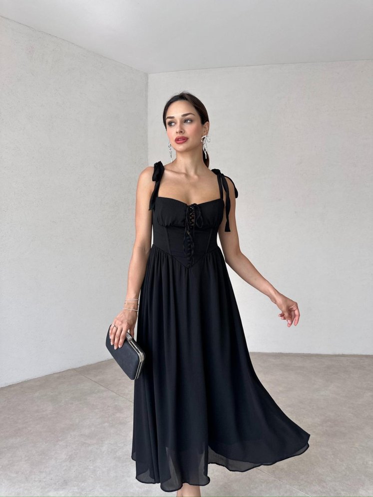 MANSELA Midi Elbise 2091 - Siyah - Mooi Butik