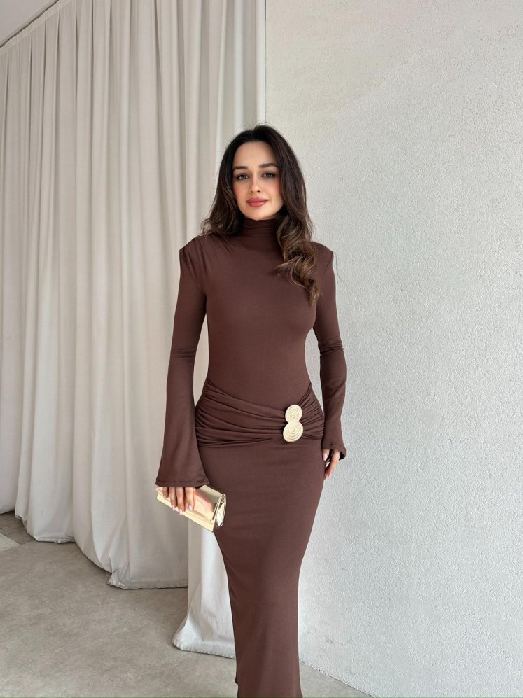  MARCUS Midi Elbise 8720 - Acı Kahve - Mooi Butik