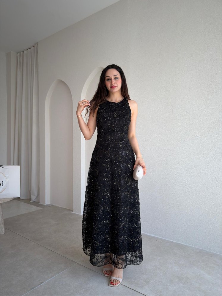 MARGAO Maxi Elbise 0987 - Siyah - Mooi Butik