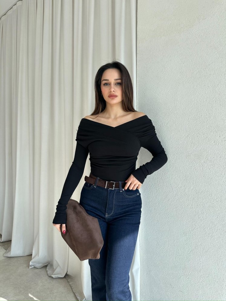 MARİA Bluz 8747 - Siyah - Mooi Butik