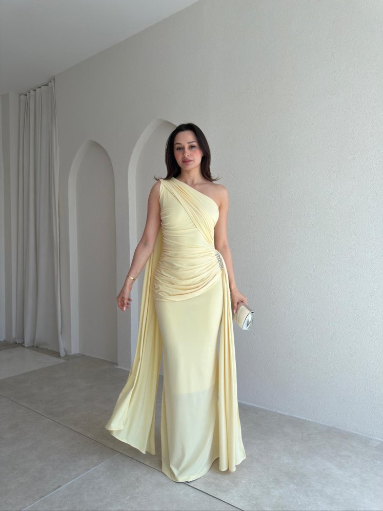 MARİNEL Maxi Elbise 8936 - Sarı - Mooi Butik