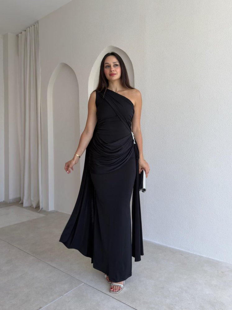 MARİNEL Maxi Elbise 8936 - Siyah - Mooi Butik
