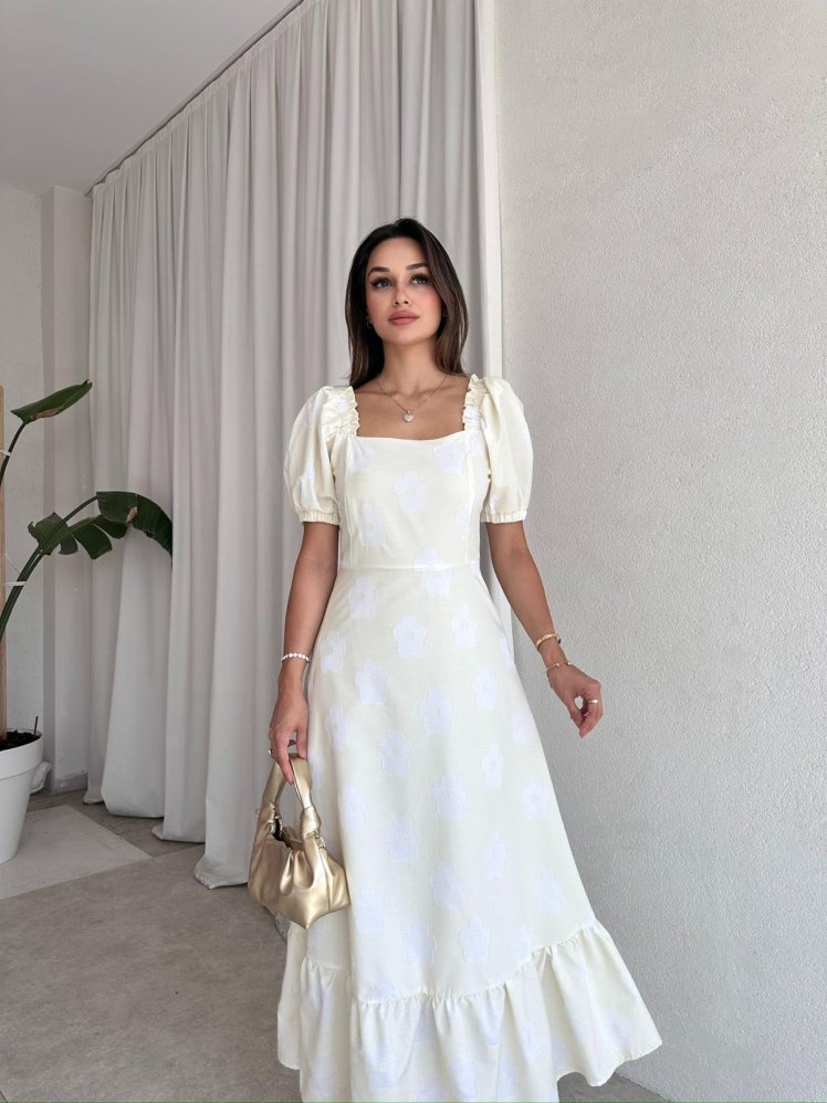 MARSEL Maxi Elbise 7124 - Sarı - Mooi Butik