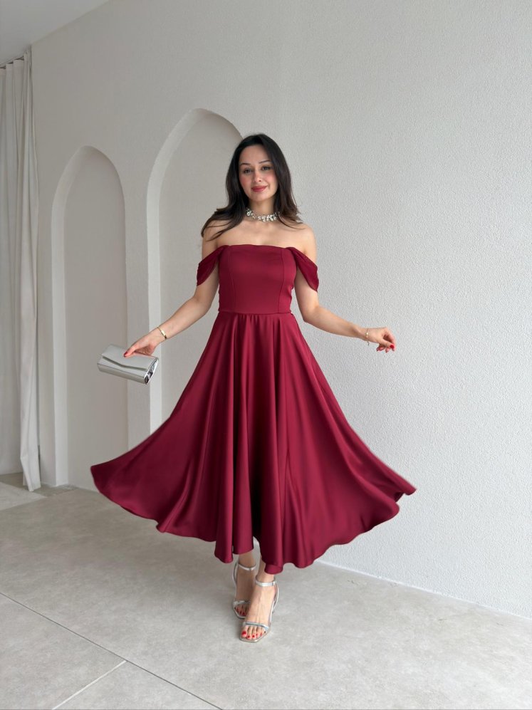 MARX Midi Elbise 3572 - Bordo - Mooi Butik