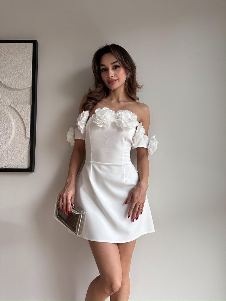 MARYSOL Mini Elbise 7665 - Beyaz - Mooi Butik