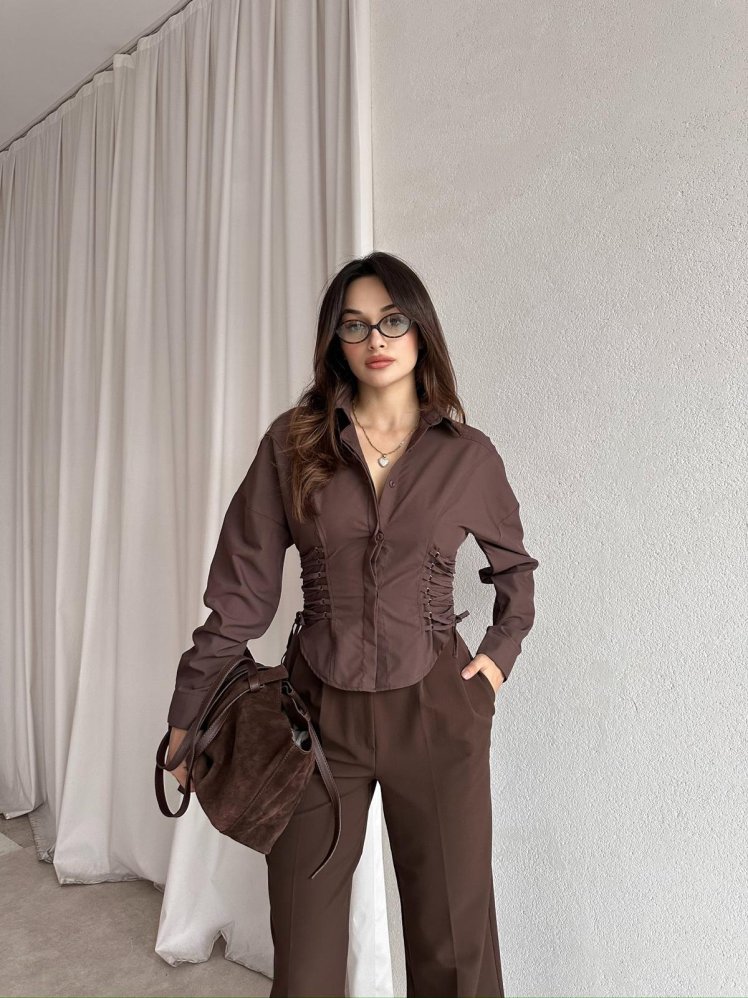MATRİX Gömlek 8354 - Acı Kahve - Mooi Butik