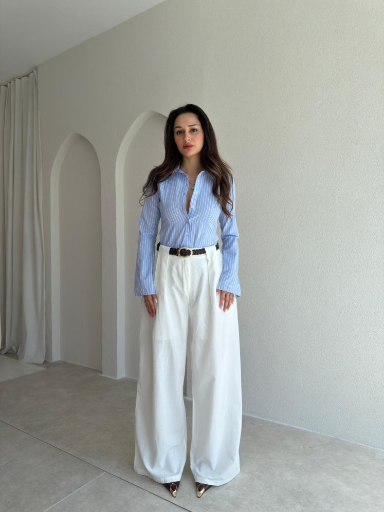 MELT Keten Pantolon 5454 - Beyaz - Mooi Butik