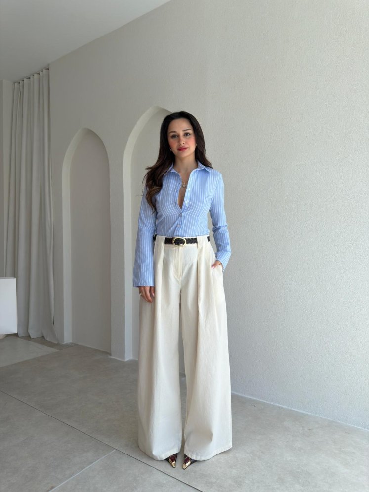 MELT Keten Pantolon 5454 - Krem - Mooi Butik