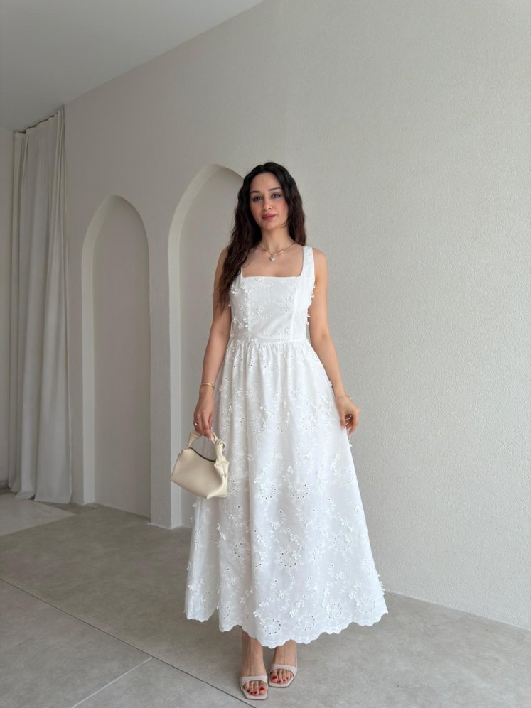 MERCİ Maxi Elbise 2010 - Beyaz - Mooi Butik