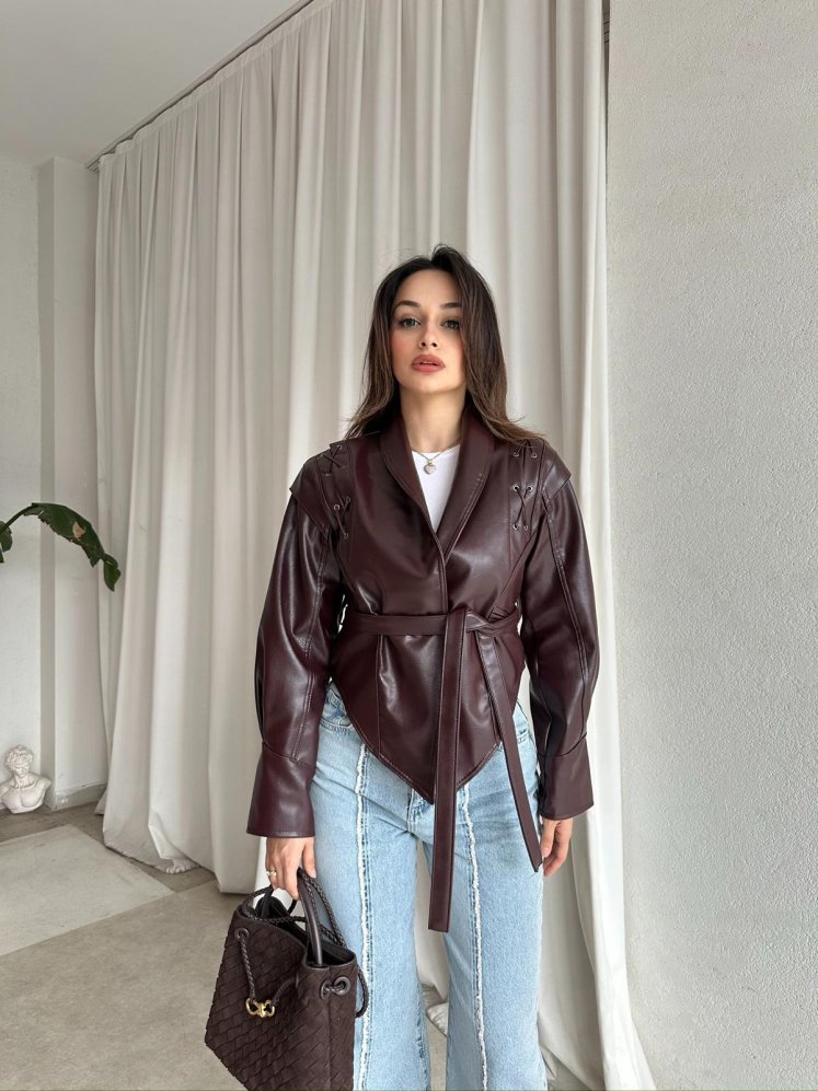 MERCİER Deri Ceket 8668 - Bordo - Mooi Butik