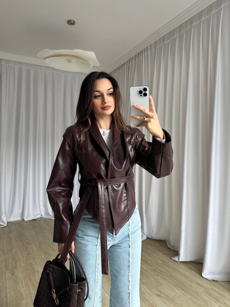 MERCİER Deri Ceket 8668 - Bordo - Mooi Butik (1)