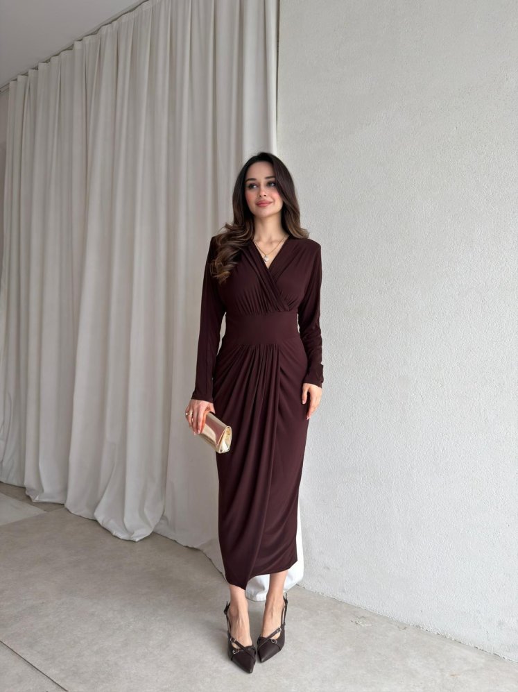 MERTA Elbise 8557 - Acı Kahve - Mooi Butik