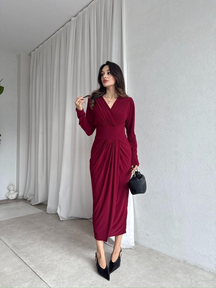 MERTA Elbise 8557 - Bordo - Mooi Butik