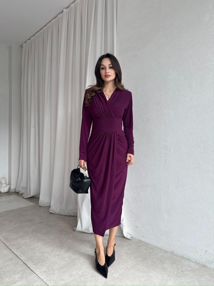 MERTA Elbise 8557 - Mürdüm - Mooi Butik