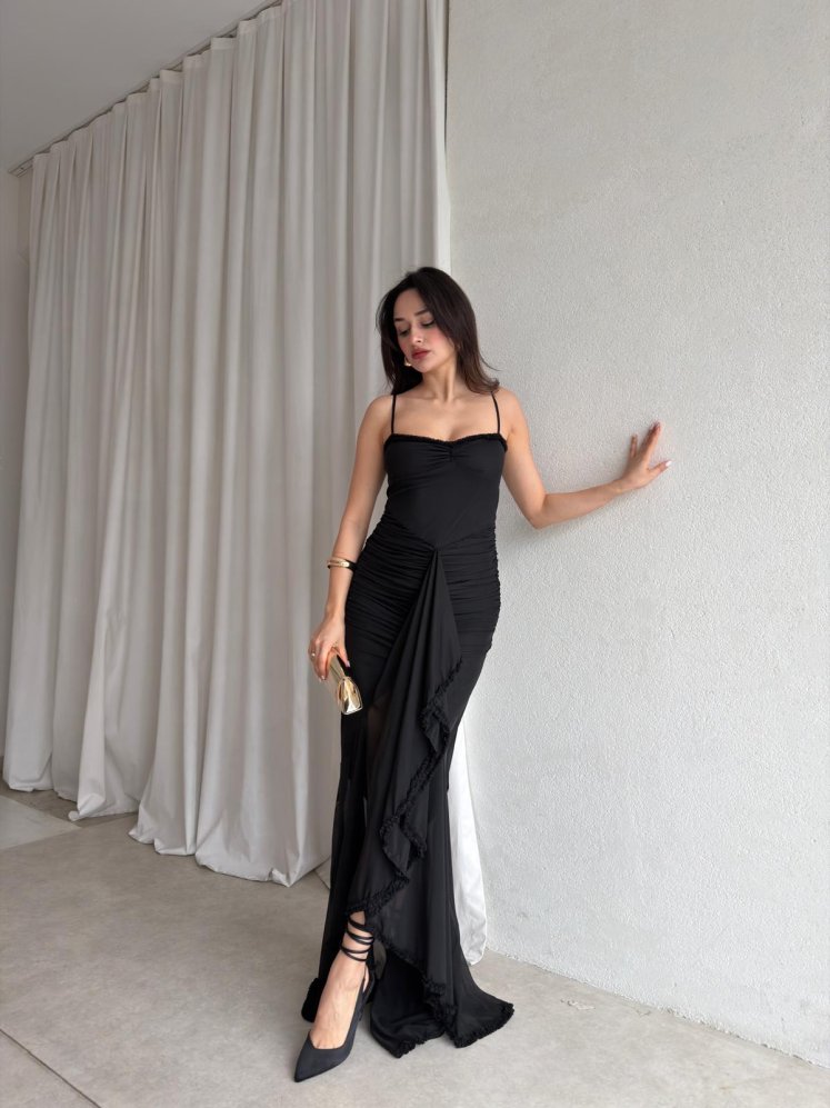 MESSY Maxi Elbise 8973 - Siyah - Mooi Butik