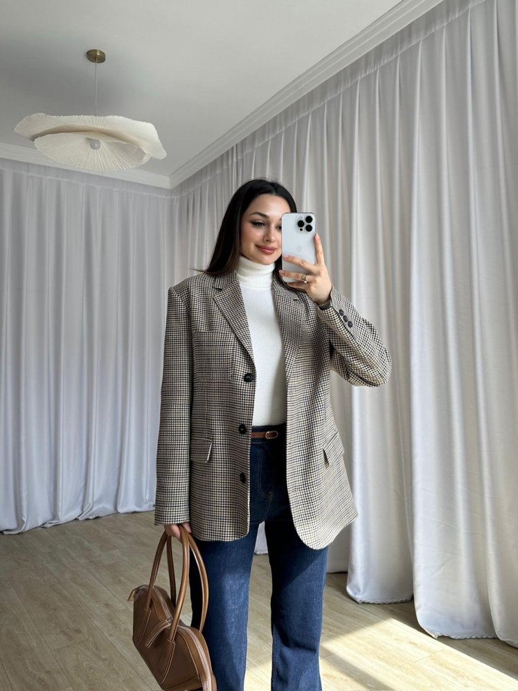 MİA Blazer Ceket 8628 - Kahverengi - Mooi Butik