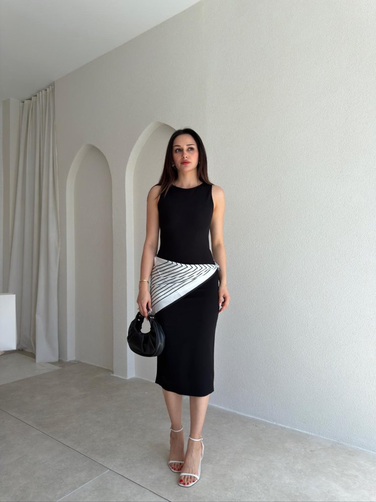 MİGUEL Midi Elbise 5472 - Siyah - Mooi Butik