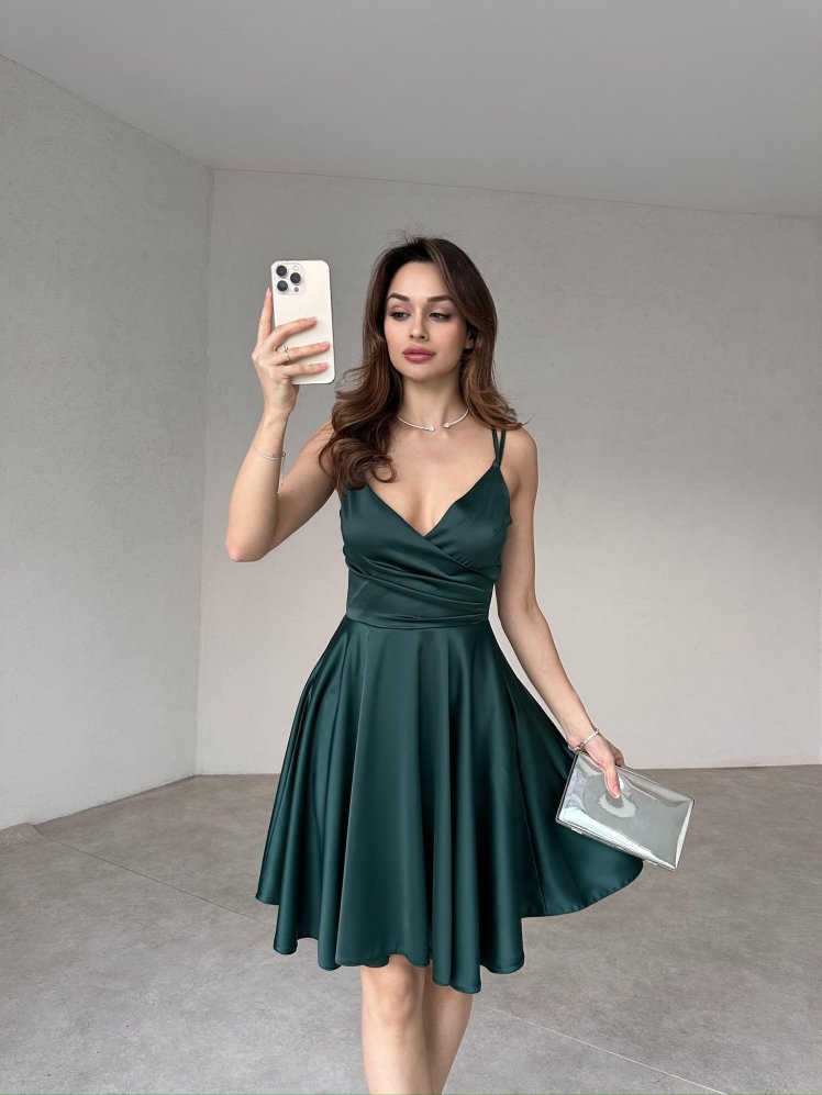 MİLANO Mini Elbise 1992 - Zümrüt Yeşili - Mooi Butik