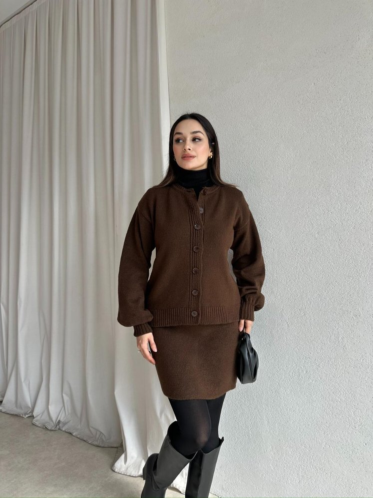 MİRELA Triko Takım 8272 - Acı Kahve - Mooi Butik