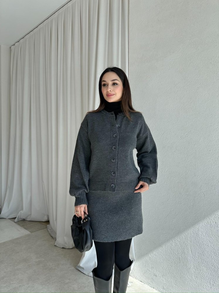 MİRELA Triko Takım 8272 - Gri - Mooi Butik
