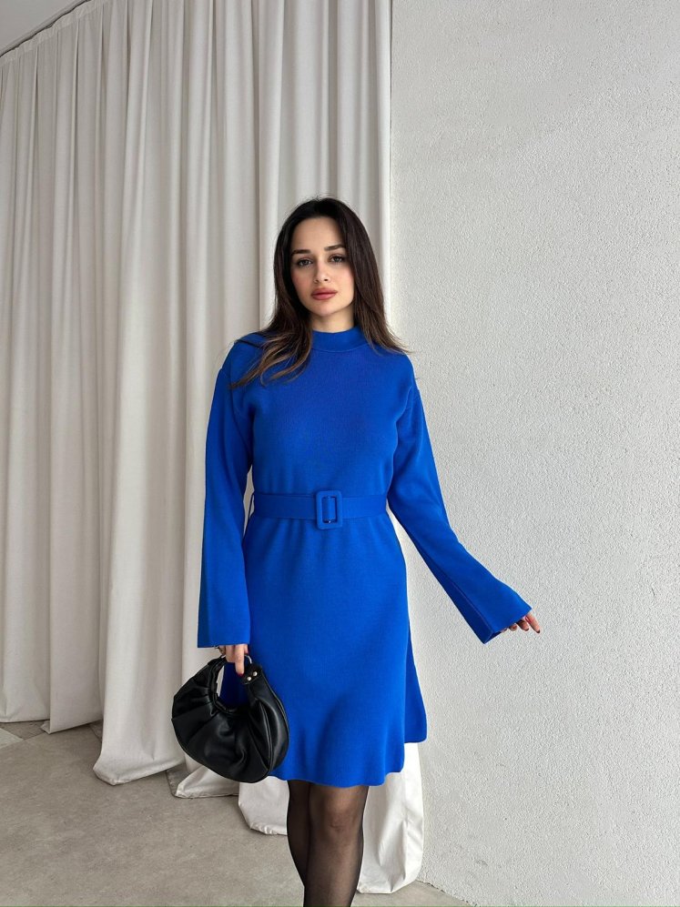 MİU Triko Mini Elbise 8615 - Mavi - Mooi Butik