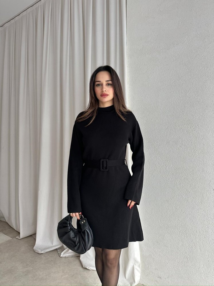  MİU Triko Mini Elbise 8615 - Siyah - Mooi Butik