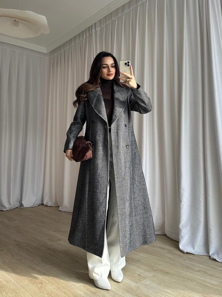 MODRİC Kaşe Kaban 8740 - Gri - Mooi Butik