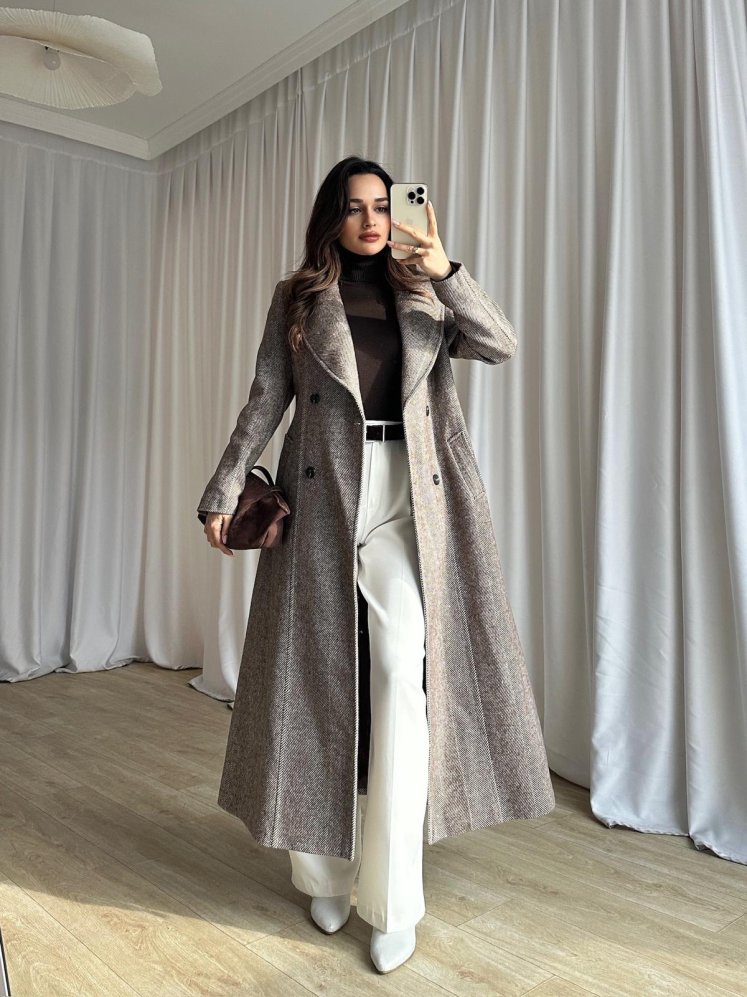 MODRİC Kaşe Kaban 8740 - Kahverengi - Mooi Butik