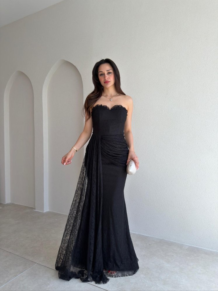 MONACO Straplez Maxi Elbise 1795 - Siyah - Mooi Butik