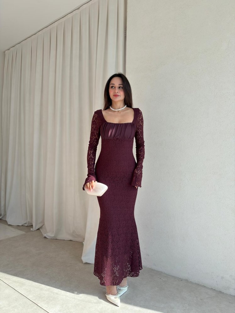 MONTANA Midi Elbise 5978 - Mürdüm - Mooi Butik