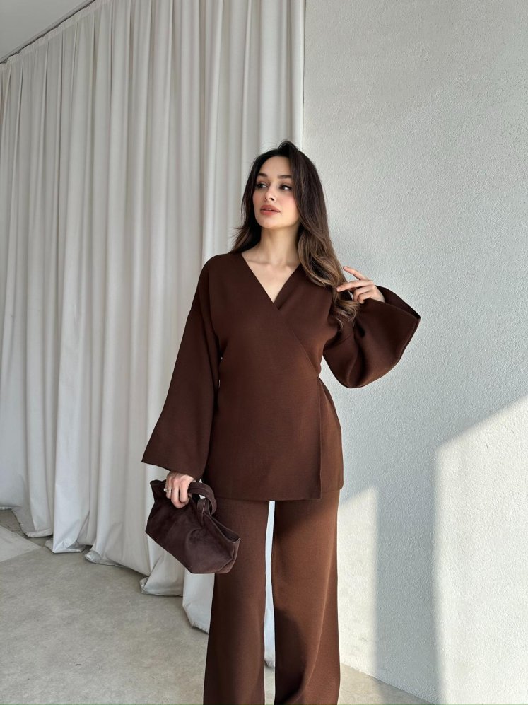 MOON Triko Takım 8650 - Kahverengi - Mooi Butik