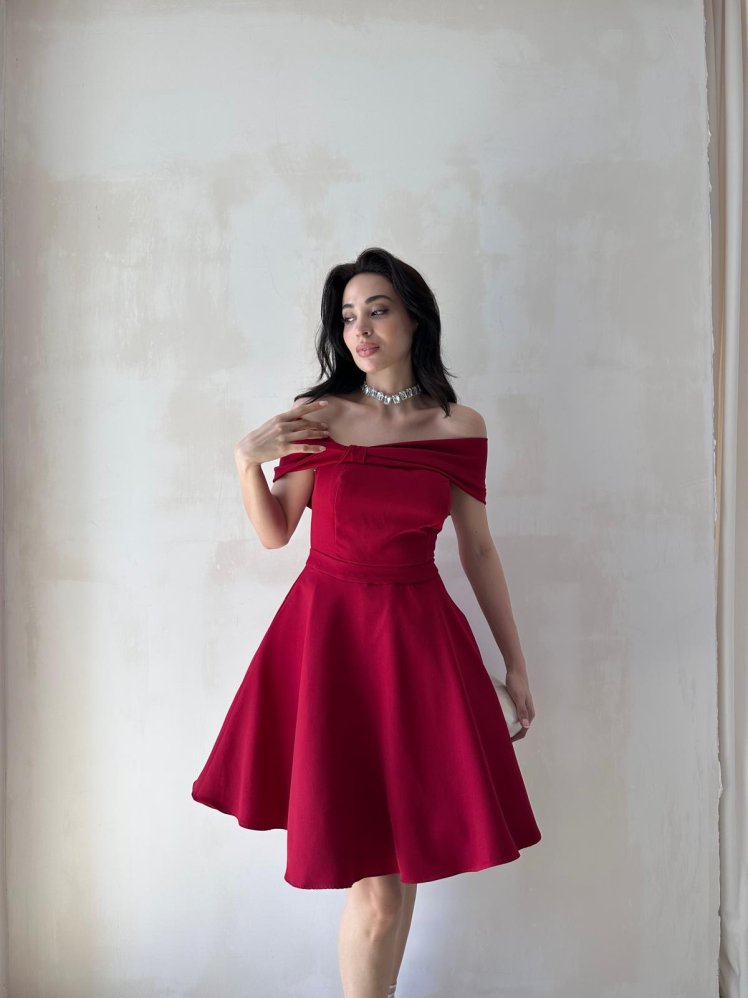 MORENO Mini Elbise 5032 - Bordo - Mooi Butik