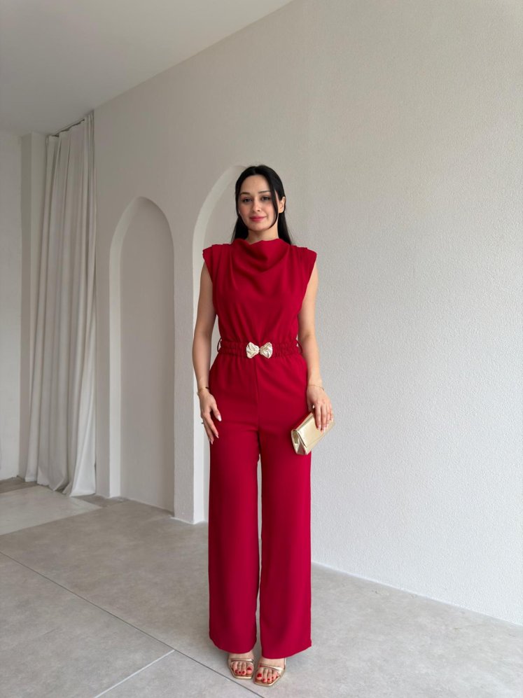 MORRİS Kemerli Tulum 4207 - Kırmızı - Mooi Butik