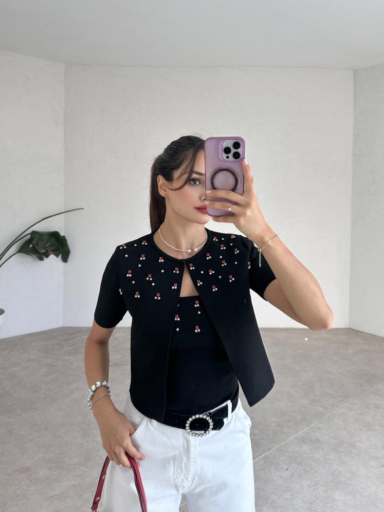 MORRİSON Crop-Hırka Takım 4396 - Siyah - Mooi Butik