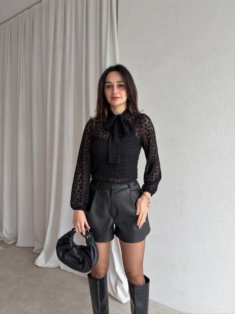 MOUR Dantelli Bluz 8166 - Siyah - Mooi Butik