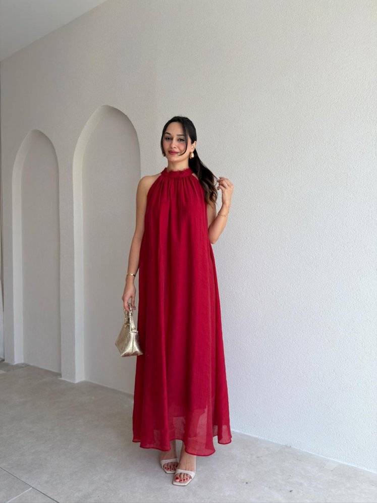 MOVE Maxi Elbise 0066 - Kırmızı - Mooi Butik
