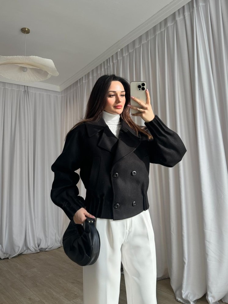 MOYA Kısa Kaşe Ceket 1659 - Siyah - Mooi Butik