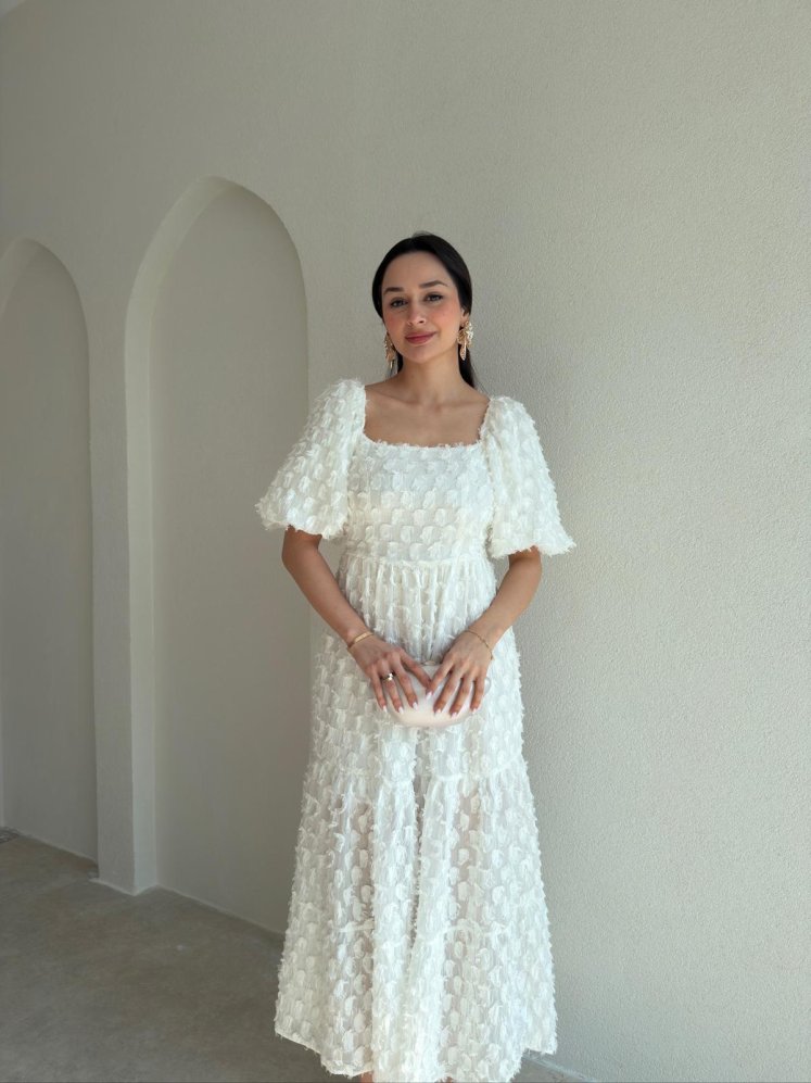 NAPOLİ Midi Elbise 8792 - Beyaz - Mooi Butik