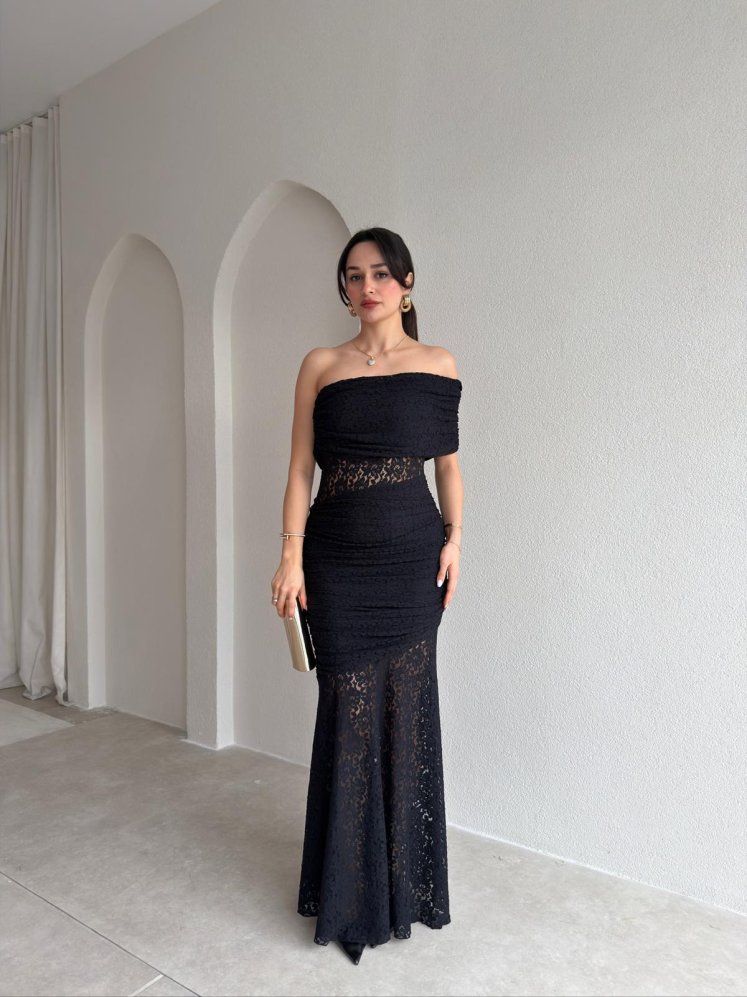 NARİYA Tek Omuz Elbise 3927 - Siyah - Mooi Butik