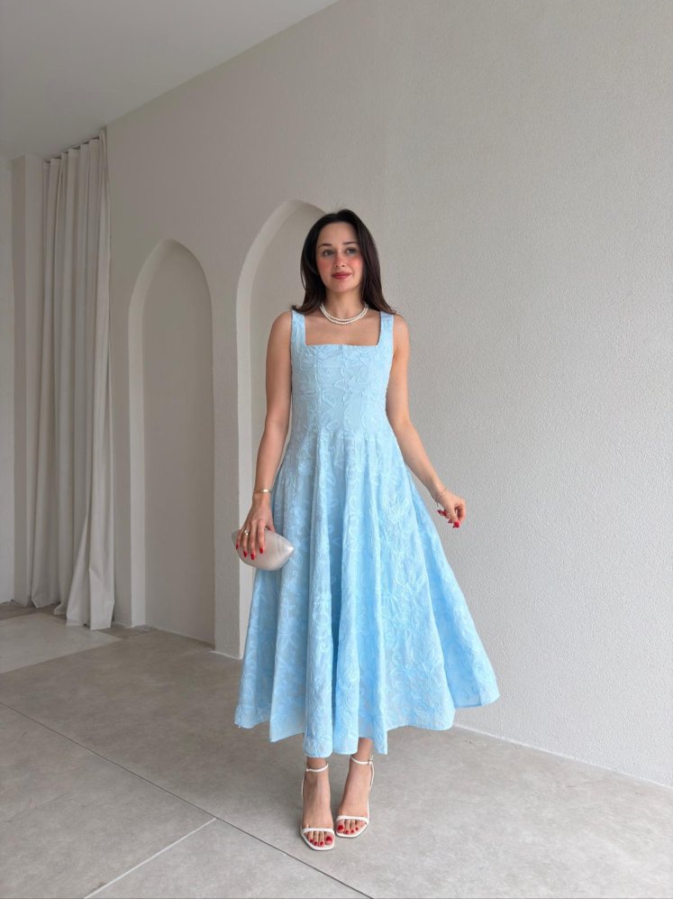 NARROW Midi Elbise 1808 - Bebe Mavisi - Mooi Butik