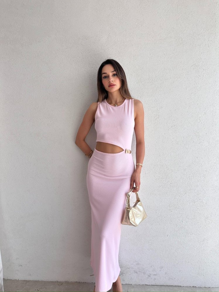 NATHANİ Maxi Elbise 6761 - Pembe - Mooi Butik