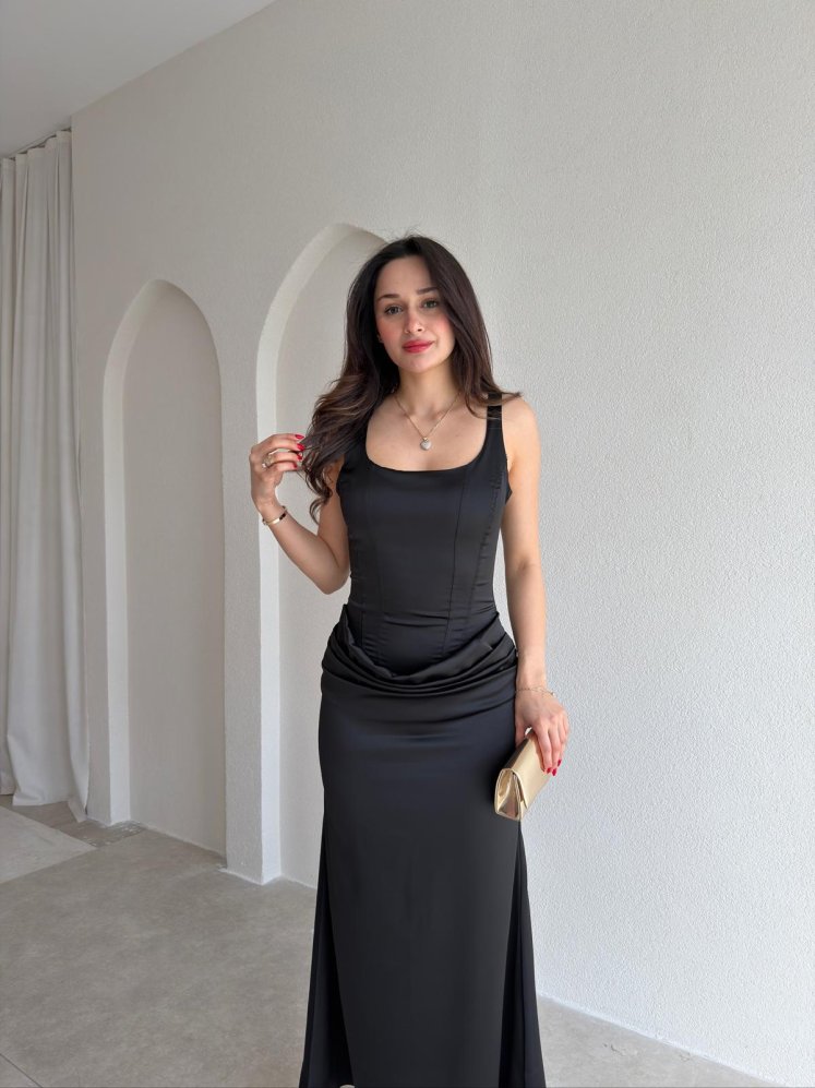 NEAL Maxi Elbise 4998 - Siyah - Mooi Butik