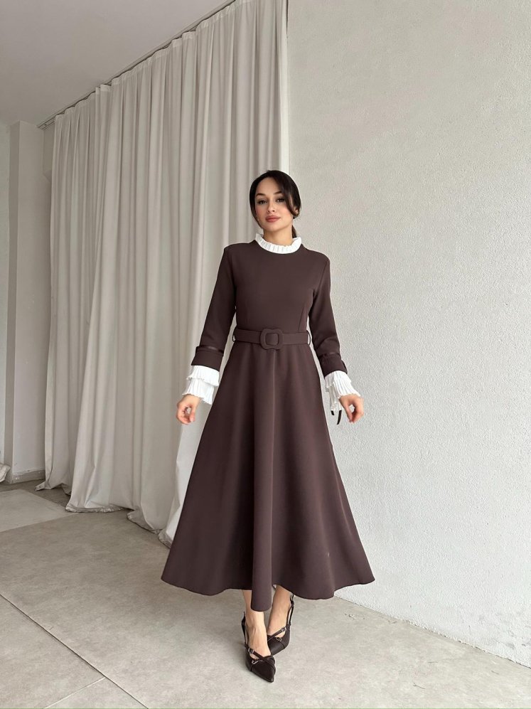 NEPAL Elbise 8359 - Acı Kahve - Mooi Butik