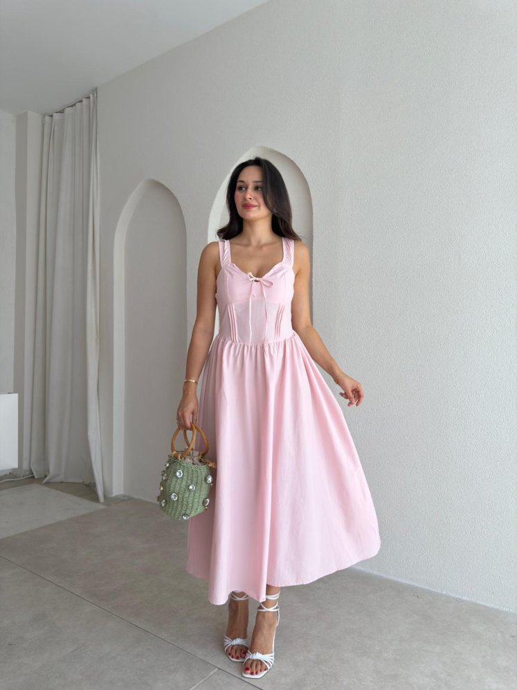 NESSA Midi Elbise 3779 - Pembe - Mooi Butik