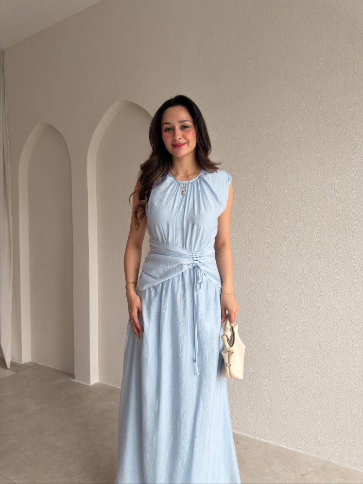 NEWEST Midi Elbise 4963 - Bebe Mavisi - Mooi Butik