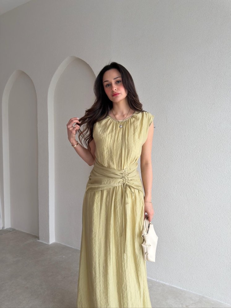  NEWEST Midi Elbise 4963 - Yağ Yeşili - Mooi Butik