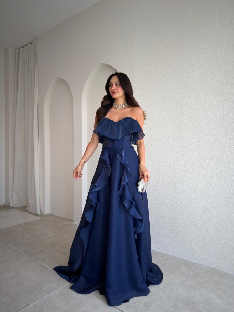 NEXUS Maxi Elbise 8912 - Lacivert - Mooi Butik