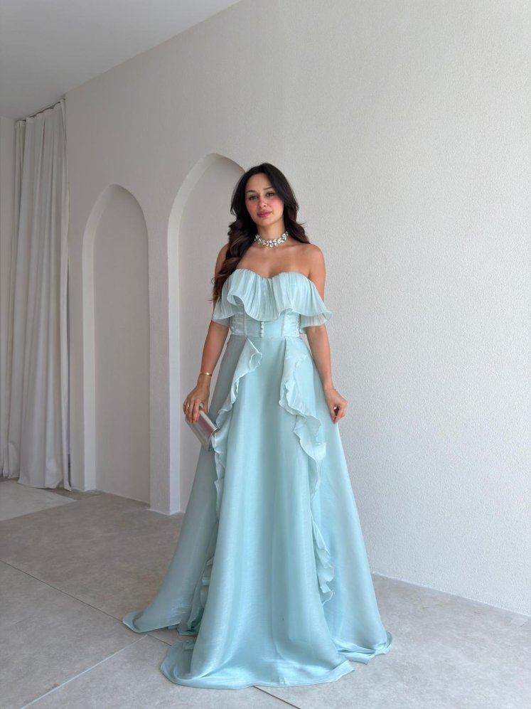 NEXUS Maxi Elbise 8912 - Mint - Mooi Butik