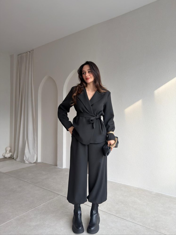 NOELLE Kuşaklı Takım 8403 - Siyah - Mooi Butik